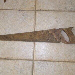 Vintage Antique Hand Saw w/ Wooden Handle Rustic Home Decor - Great Patina
